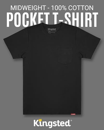 Kingsted Large Pack Men's Pocket T-Shirts - Super Soft 100% Cotton, Comfortable
