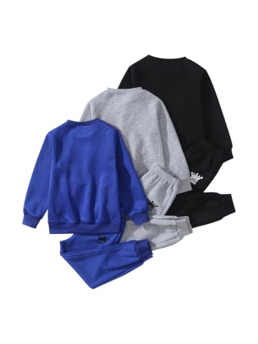 Jolyshlid Boys 6-Piece Knit Outfit Set Gray/Blue/Black 4-5T