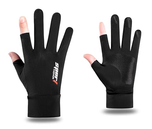 Mens UV Protection Fishing Gloves - Fingerless Non-Slip Breathable - Black11