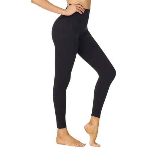 High Waisted Capri Yoga Pants for Women - 4 Pack with Pockets - Full-Length No Pockets, Large-X-Large, Black