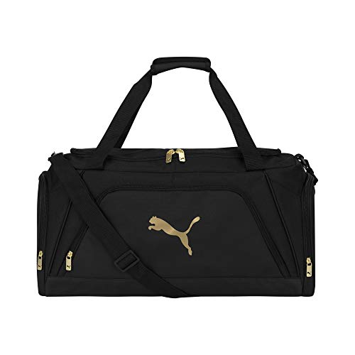PUMA Accelerator Duffel Bag with Removable Strap & Shoe Pocket - Black/Gold