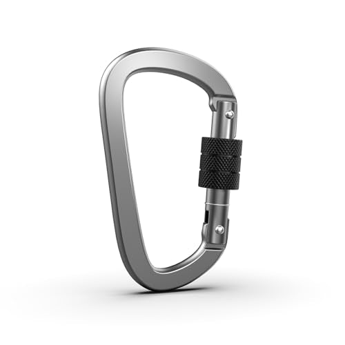 4-Inch Aluminum Locking D Ring Carabiner Clips Set of 4 for Outdoor & Camping