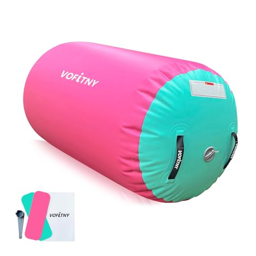 Inflatable Air Barrel Tumbling Trainer - Pink/Mint 3.3'L x 2'D