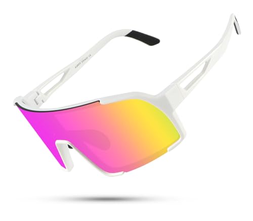 UV400 Cycling Sunglasses - Lightweight, Windproof, White Pink