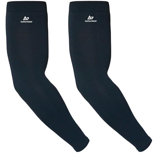 Compression Arm Sleeves - UV Protection for Sports - Black (2 Pack)