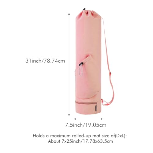 Pink Yoga Mat Bag with Water Bottle & Wet Pocket - PUXING