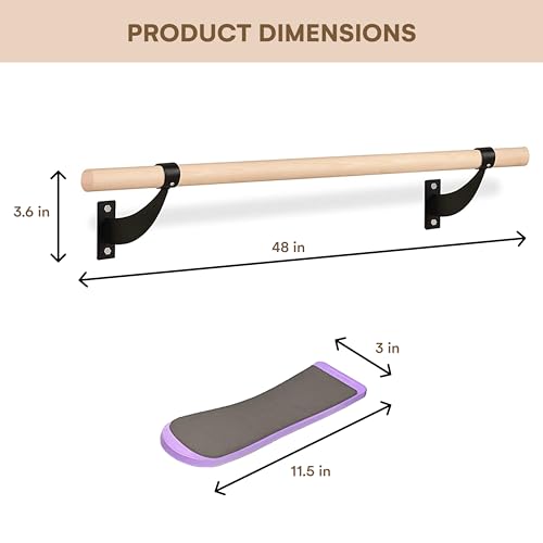 Flybold Wall-Mounted Ballet Barre with Turning Board - 4ft Wooden Dance Equipment