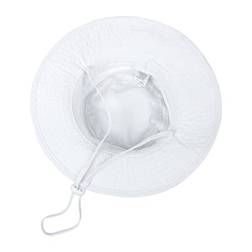 Kid's Wide Brim Sun Hat UPF 50+ Adjustable Bucket Hat - White, 12-24 Months