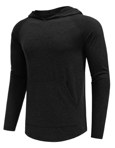 PINSPARK Men's Lightweight Black Golf & Workout Hoodies Pullover Large