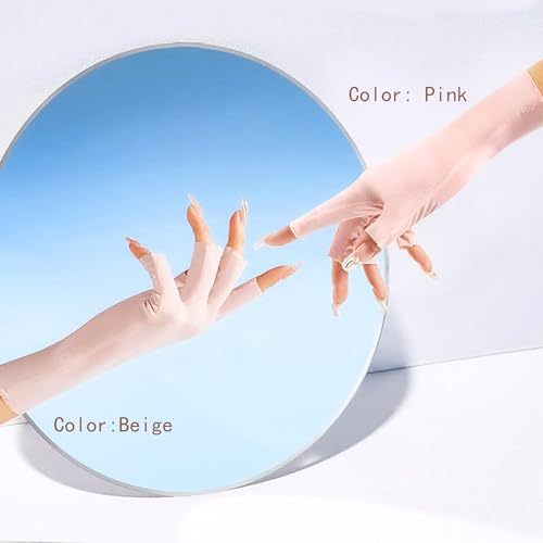 Cool Ice Silk Fingerless Women’s Driving Gloves - Pink+Ivory Set