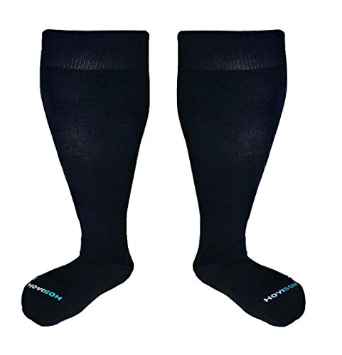 Big & Tall Compression Socks Knee High Cotton Blend Men Women HoYISox