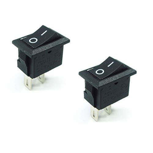 2-Pack 12V DC Mini Rectangular Rocker Switch - On/Off I/O Black Switch