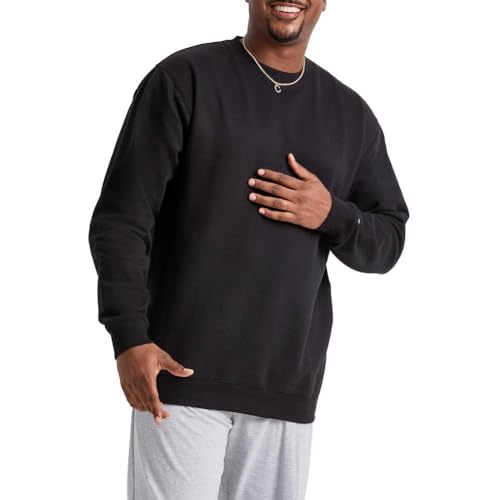 Men's Crewneck Fleece Sweatshirt - Black, Standard Fit, Large