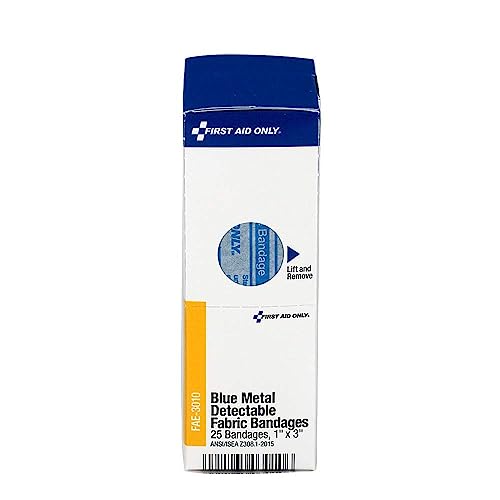 Metal Detectable Adhesive Bandages - 1 x 3 Inch - 25 Count Blue Refill