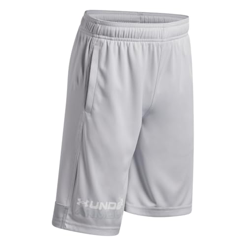 Under Armour Boys' Tech Graphic Shorts Large Halo Gray White - Performance Athletic Wear