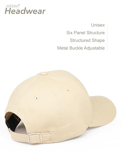 Artexia Beige Baseball Cap for Men & Women 100% Cotton Cooling Hat