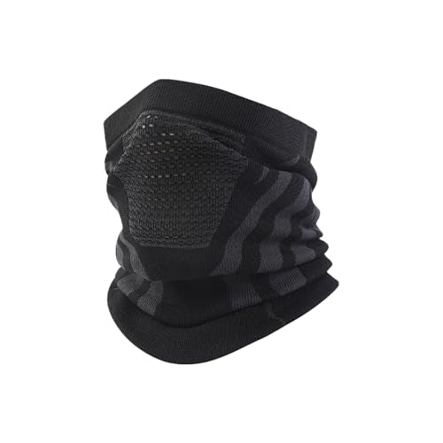 Windproof Thermal Neck Gaiter with Face Cover - Black/Grey