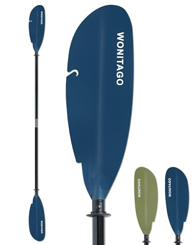 WONITAGO Adjustable Fiberglass Kayak Paddle 240-260cm Blue Lightweight Fishing Oar