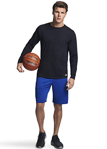Russell Athletic Men's Dri-Power Long Sleeve Tee Black Large Moisture Wicking Odor Protection UPF 30+