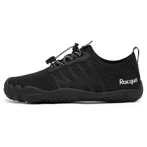 Racqua Kids Water Shoes for Boys Girls - Quick-Dry Aqua Shoes, Big Kid (Wzk1660-Black, Size 6)