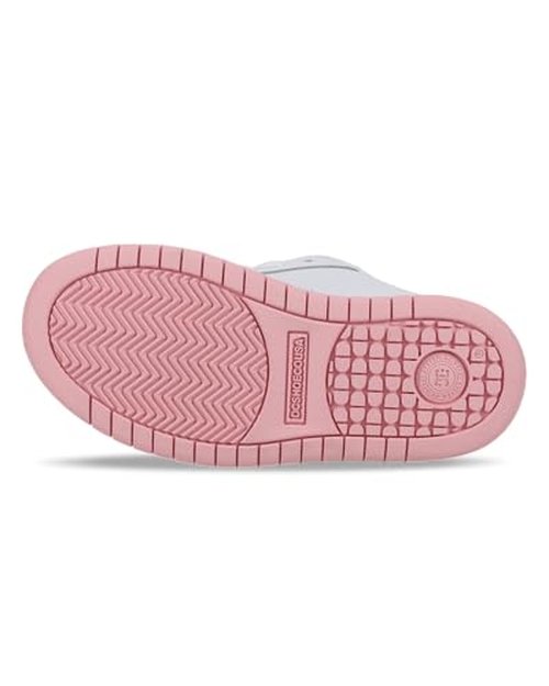 DC Girls Court Graffik Skate Shoe, White/Light Pink/Multi, 5 Big Kid
