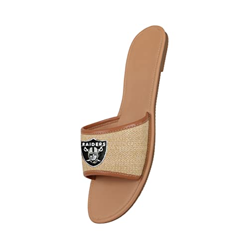 Las Vegas Raiders Team Logo Fashion Straw Slide Sandals - Women’s 9-10