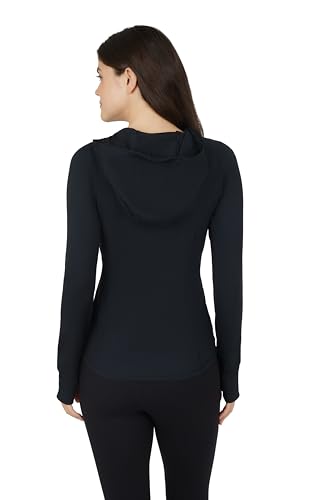 Yogalicious Black Medium Full-Zip Lightweight Hooded Yoga Jacket with Pockets