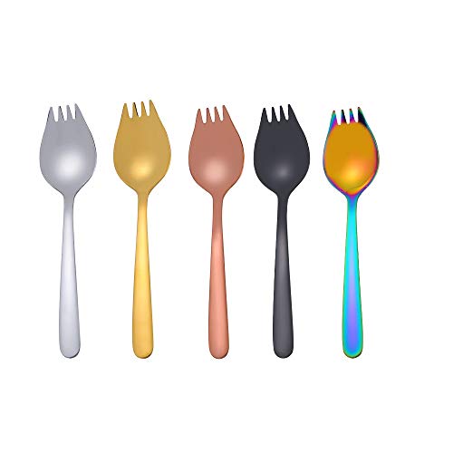 5-Piece Stainless Steel Spork Set - Multi-Color, 6.1 Inch