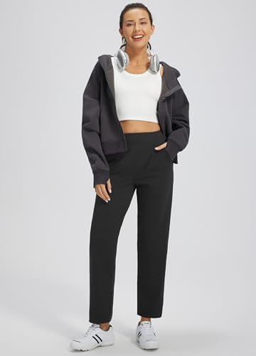 Libin Women's Golf Pants – Stretchy Travel Ankle Sweatpants, Regular 27" Inseam, Black, Large
