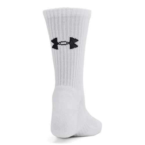 Under Armour Unisex-Child X-Small Cotton Crew Socks 3 Pack – White/Black
