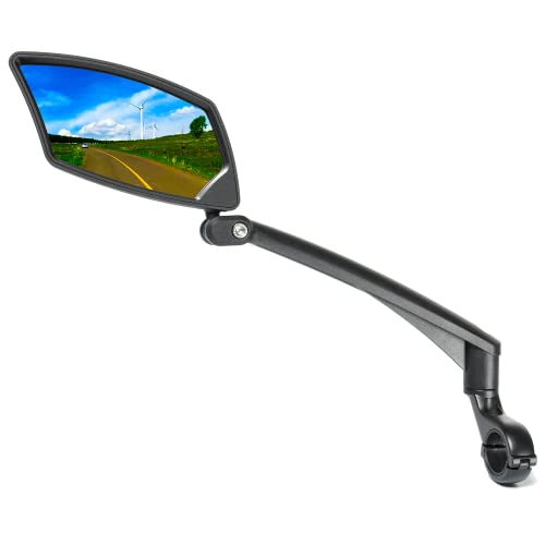 Handlebar Bike Mirror - HD Shatterproof Glass, 360° Adjustable, Silver Lens for Left
