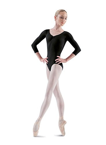Bloch Women's Ballon 3/4 Sleeve Leotard - Pinch Front, Black, Small