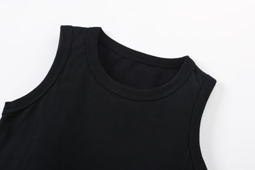 Toddler Tank Tops for Boys & Girls - Cotton Sleeveless Tee 4-5T Black