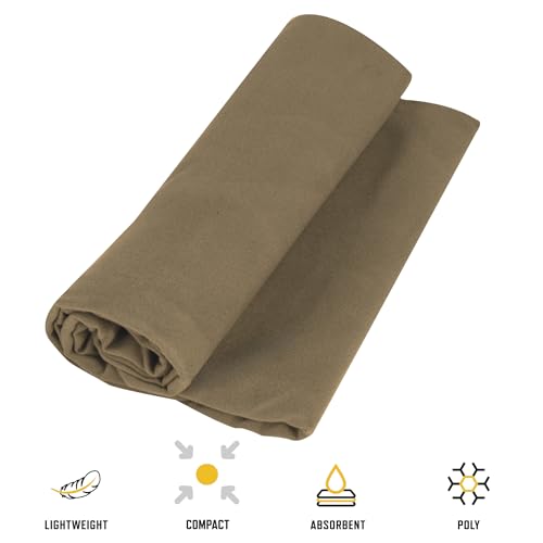 Rothco Microfiber Towel 15 x 24 in Coyote Brown - Fast Drying, Lightweight Outdoor
