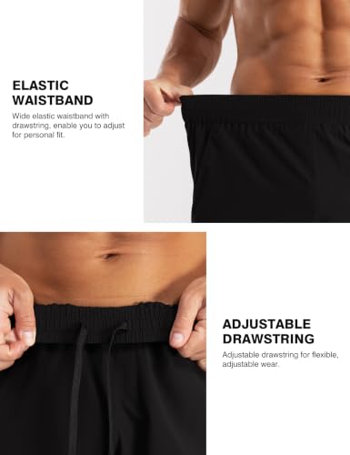 Men's Athletic Running Shorts - Quick Dry, Breathable, with Pockets - Medium/Black
