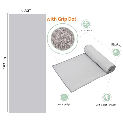 Non-Slip Yoga Towels - 2 Pack Hot Yoga Towel Set, Gray - 72" x 26.5"