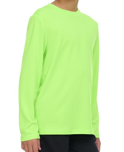 Boys Long Sleeve Rash Guard - Neon Lime, UPF 50+ Sun Protection