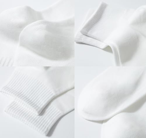 6 Pairs White Ankle Socks - Soft Cotton, Breathable Athletic Socks