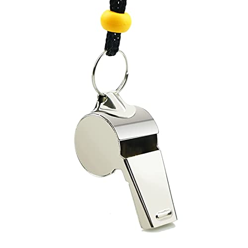 Stainless Steel Sports Whistles with Lanyards - 2 Pack