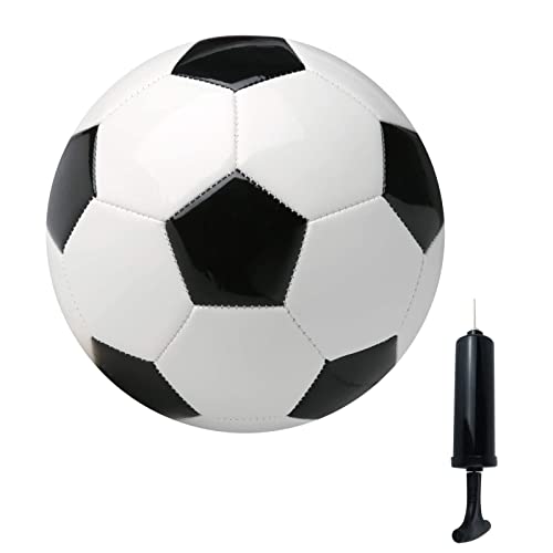 SPDTECH Soccer Ball Size 5 White Black with Pump & Needle Youth Game Practice Gift