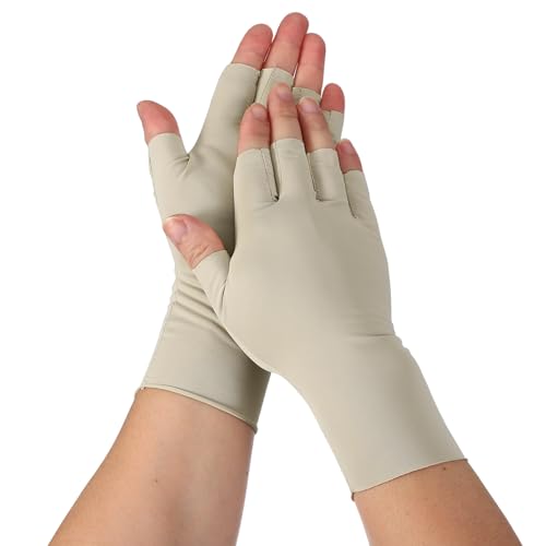 Sun Protection Gloves - Half Finger Breathable Touchscreen Gloves - Skin Tone