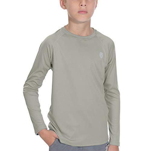 PIQIDIG Sun Shirt for Youth Boys Rashguard Long/Short SPF 50+ Grey XL