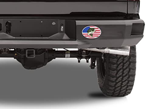 Bass USA Flag Car Decal - 5x3 Inch Fishing Sticker