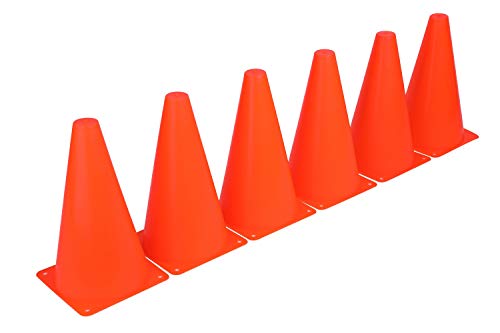 12 Pack Orange 9 Inch Plastic Traffic Cones for Sports & Training Set of 10/12/24