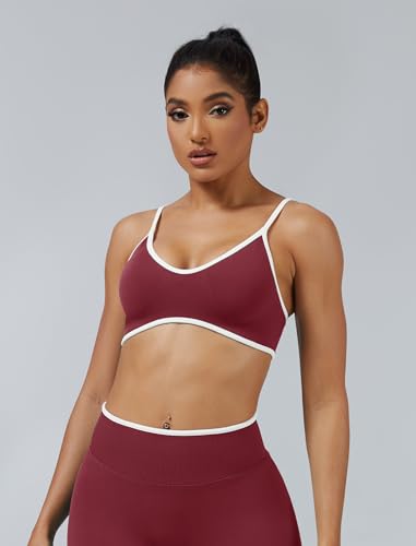Women's Color Block Sports Bra - Adjustable, Wireless Workout Top