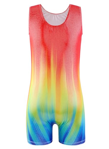 Gymnastics Leotard for Girls - Bluered Biketard with Sparkle Snowflake Design - 4-5T