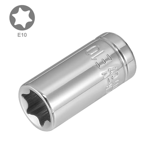 TOP-VIGOR 2Pcs 1/4-inch Drive E10 External Torx Shallow Socket, Cr-V Drive Socket Steel for Auto Repairing and Household