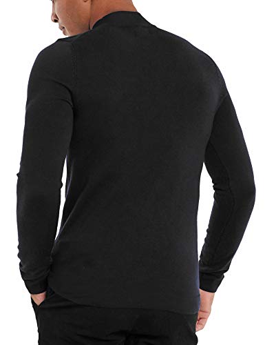 Men's Lightweight Long Sleeve Mock Turtleneck Pullover - Black, Medium