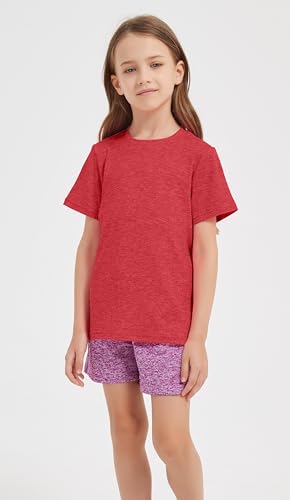 Quick Dry Sport T-Shirt for Girls & Teens - Red, 12-14 Years