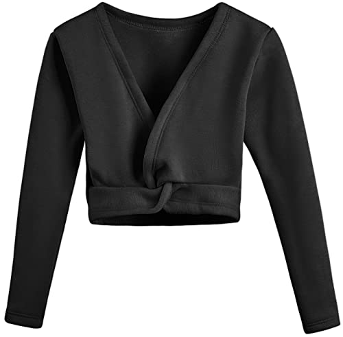 Girls Ballet Wrap Top Long Sleeve Dance Sweater Toddler 5-6 Years Black DANSHOW